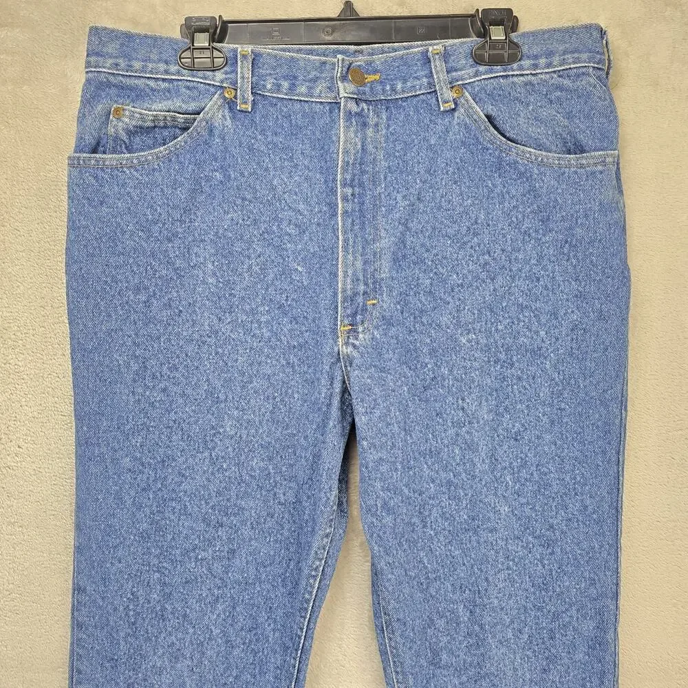 Vintage Lee Riders Jeans Mens Fits 35x32 Blue Acid Wash Union Made in USA